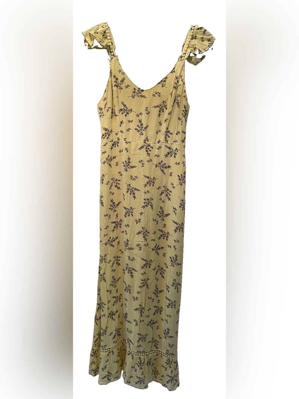 Japna Yellow Maxi Dress with Black Floral Print